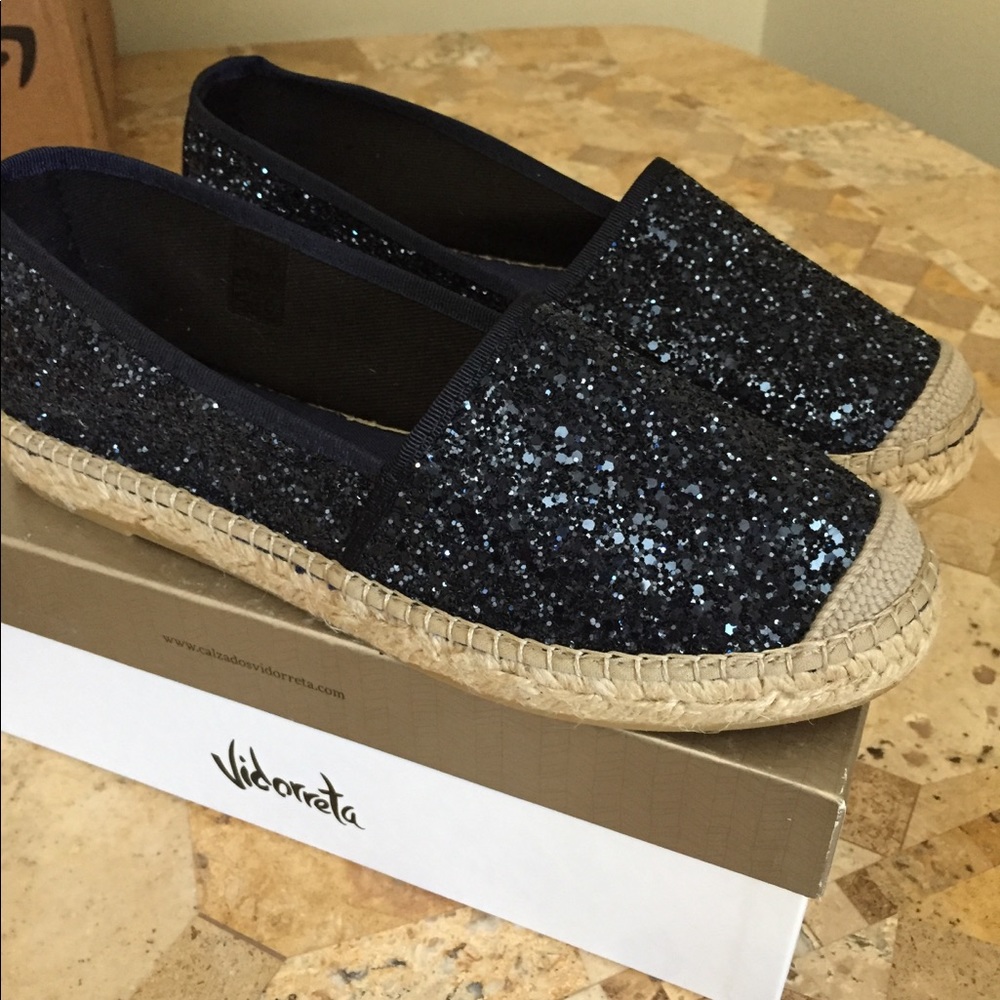 Vidorreta Sparkly Glitter Navy Espadrilles Size 8 - Picture 2 of 8